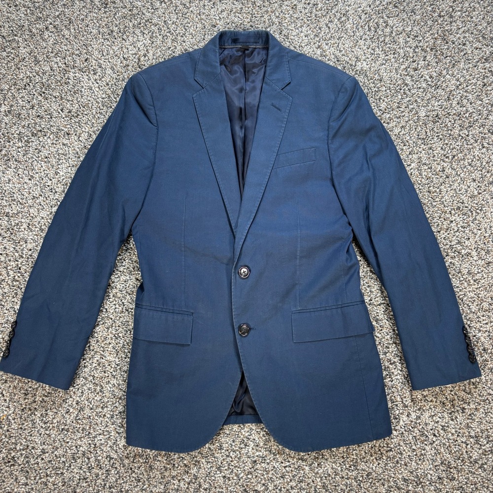 J Crew Ludlow Blazer 34S Navy Blue Tessuti Carpini Italian Cotton Suit Jacket